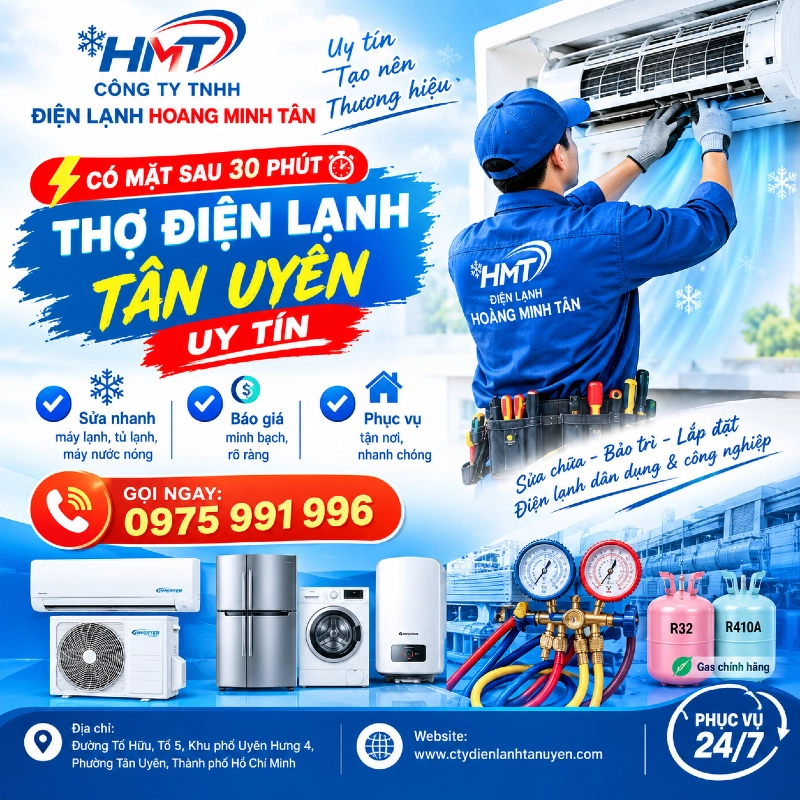 Cần Thợ Điện Lạnh Tân Uyên? Hoàng Minh Tân Có Mặt Sau 30 Phút!